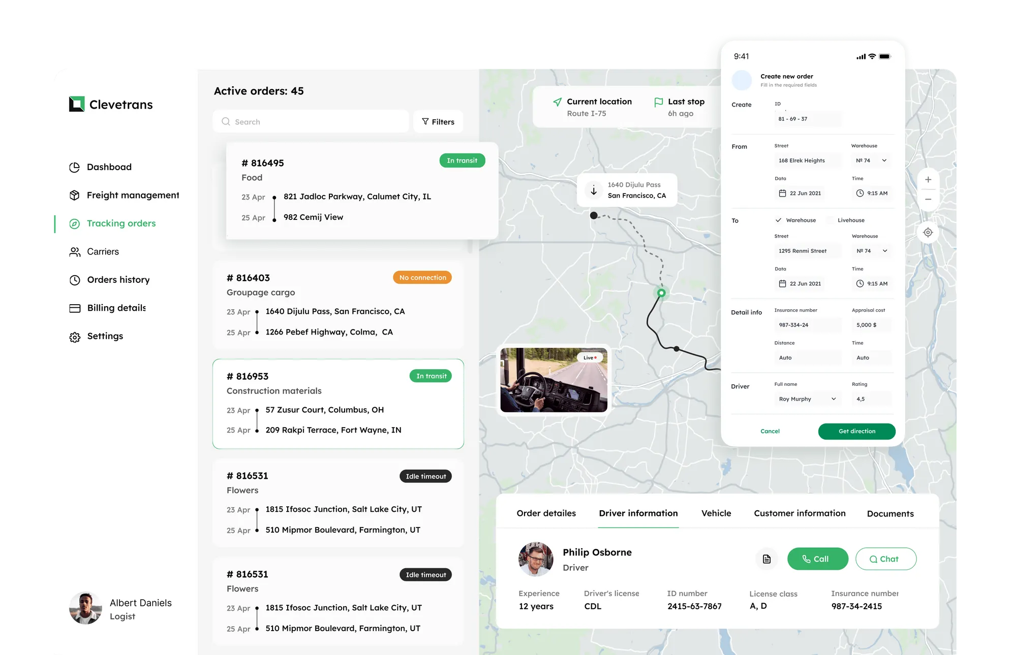 Transportation Management System with Route Planning